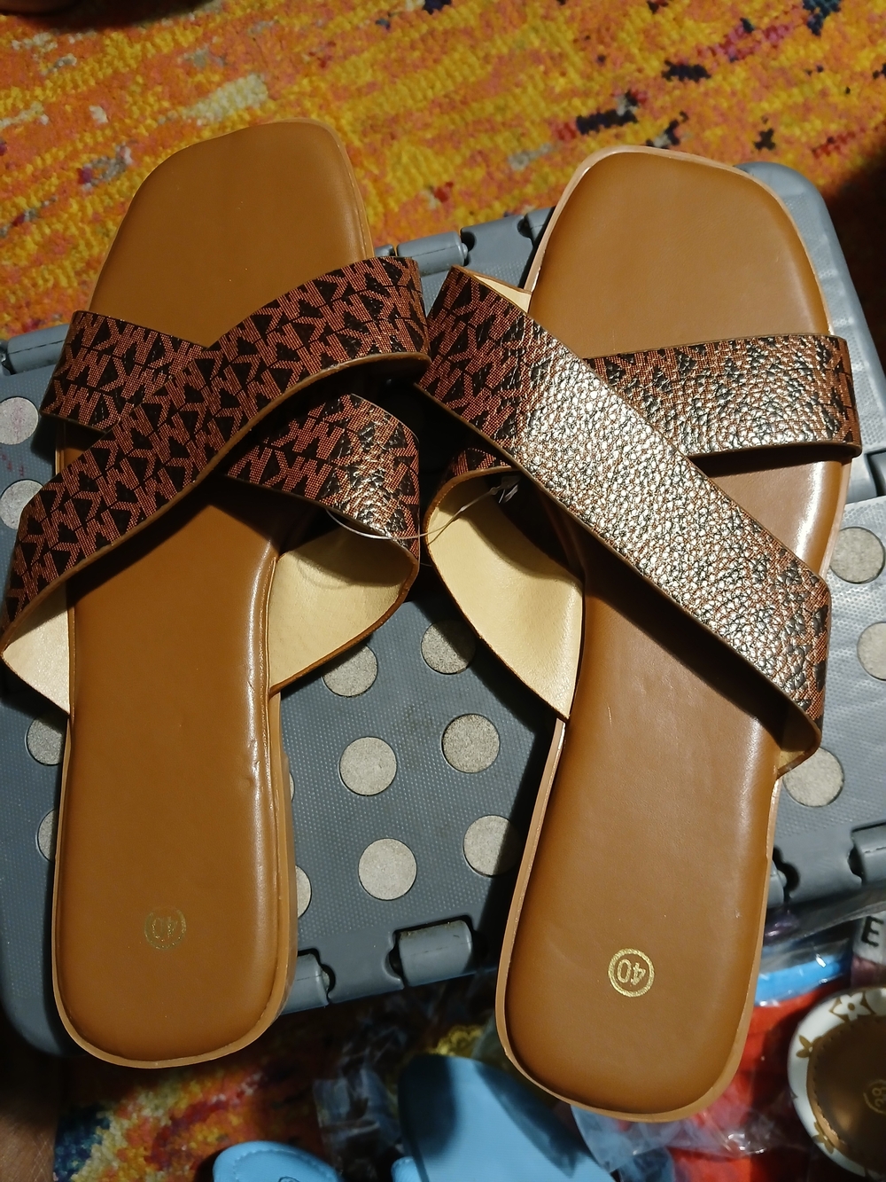& Other Stories Brown Crisscross Slide Sandals